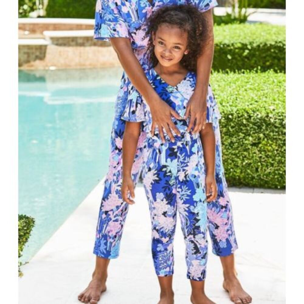 Lilly Pulitzer Girls Mini Maliah Jumpsuit Wrap Printed Cotton S 4-5 Years 281033